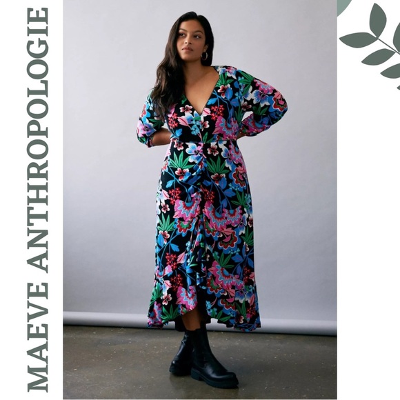 Anthropologie Maeve Ruched Floral Maxi Dress 20W/2X - Picture 2 of 14